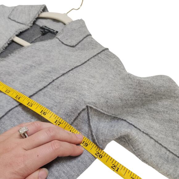 Eileen Fisher Womens Merino Wool Open Front Cardigan Size Small Gray Thick Warm - Picture 9 of 11